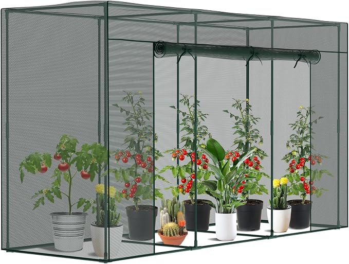 SUNYRISY Garden Plant Netting Crop Cage for Garden Raised Bed, 11.8 x 4 x 6 Ft Plant Cover Cage Protectors from Animal for Outdoor Plants with Frame and Zippered Door