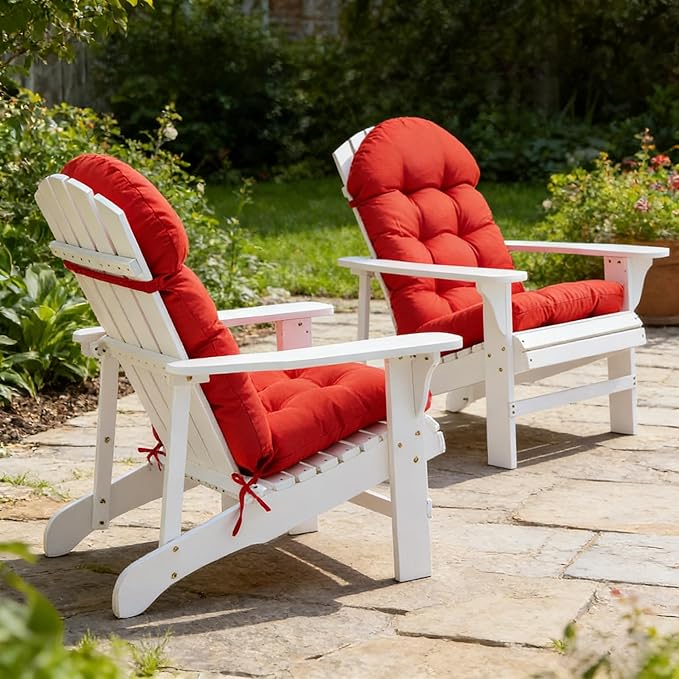 Enipate Weather Resistant Cushions for Adirondack Chair High Back Rocking Chair Cushion Indoor Outdoor Patio Tufted Lounge Cushion Seat Pads