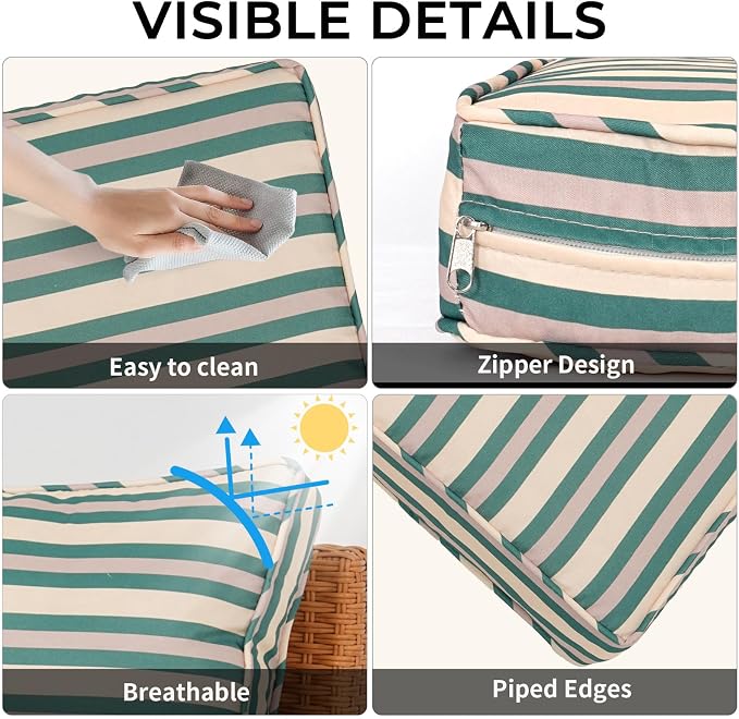 14 Piece Outdoor Patio Cushion Covers Replacement Waterproof with Zipper for 6-Seater Sectional Couch Chair Patio Furniture Conversation Sofa Seat Cushions Slipcovers Set, Only Cover