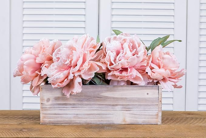 Wooden Planter Box, Whitewash with Plastic Liner l Garden Decor l Restaurant and Wedding Decorations l Wedding Bouquets, Table Centerpiece (12x4 Set of 4, Whitewash)