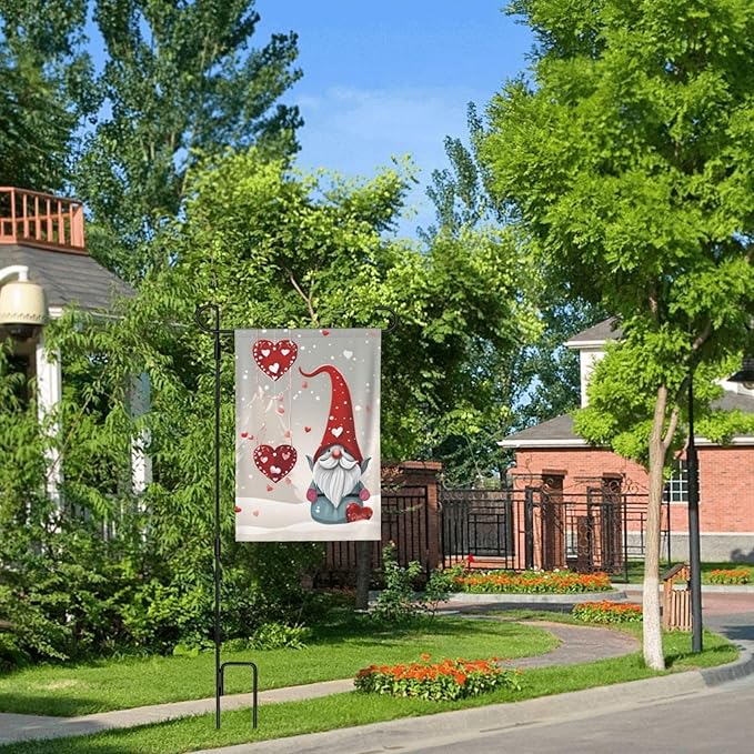 Delerain Christmas Gnome Tomte Garden Flag, 12.5 x 18 Inch Double Sided Design Weather Resistant Indoor & Outdoor Decoration Small Banner for Home Yard Lawn Patio Office