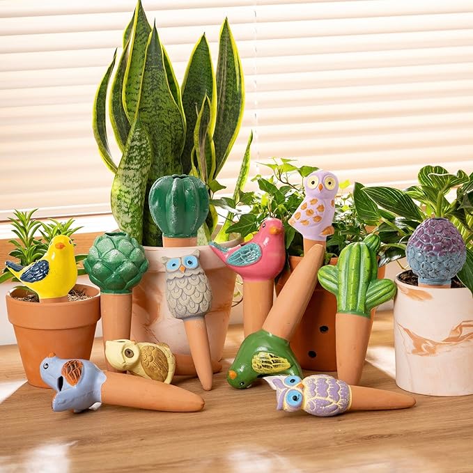 Mother’s Day Gift for Mom from Daughter or Son, 4 Pack Self-Watering Bird Shaped Globes, Terracotta Automatic Watering Spikes, Slow Release Plant Watering Devices for Indoor & Outdoor Potted Plants