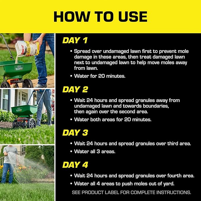 Tomcat Mole & Gopher Repellent Granules, Safe for Lawn and Garden, Formulated with Castor Oil, 4 lbs.