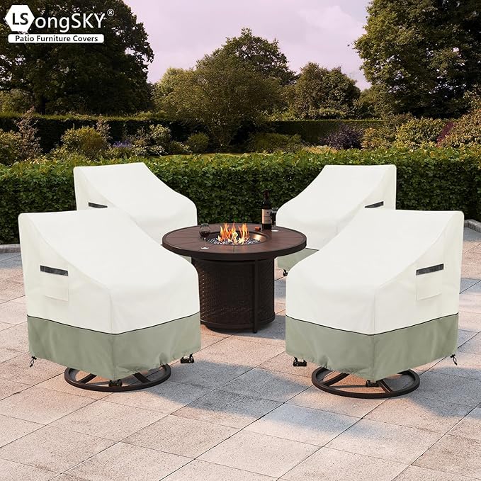 Outdoor Swivel Rocker Chair Cover 2 Pack,Patio Swivel Chair Covers for Outdoor Furniture,Rocking Chair Covers Waterproof (28W x 33D x 38.5H Inch) White&Grayish Green
