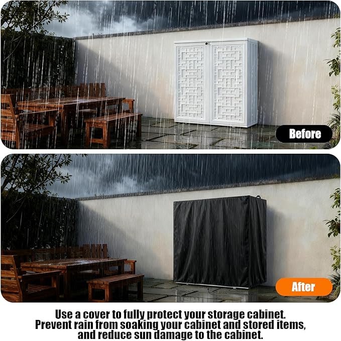Kasla Storage Cabinet Cover, Outdoor Chest Storage Waterproof Cover, Weatherproof Cabinets Covers for Kitchen Patio Garden Backyard - 36"Lx18"Wx72"H
