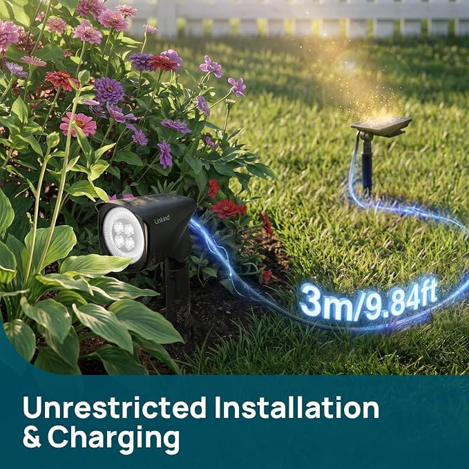 Linkind Smart SL6C Outdoor Lights Solar Powered, Dual-Ring Solar & USB Charging Solar Spotlights Outdoor Waterproof IP66, Color Changing Spot Light for Trees, Yard, Garden, Landscape, 1 Pack