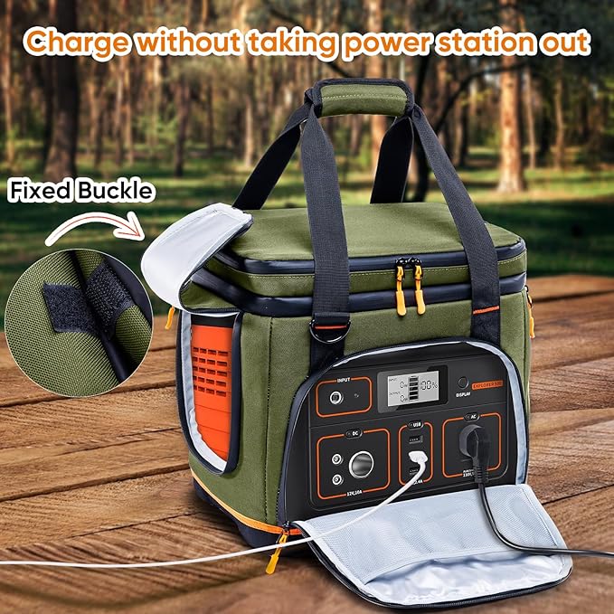 Double-Layer Travel Carrying Case for Jackery Explorer 500 – Portable Power Station Storage Bag with Molded Hard Bottom, Side Ventilation, and Front Pockets for Jackery Accessories & Solar Generator