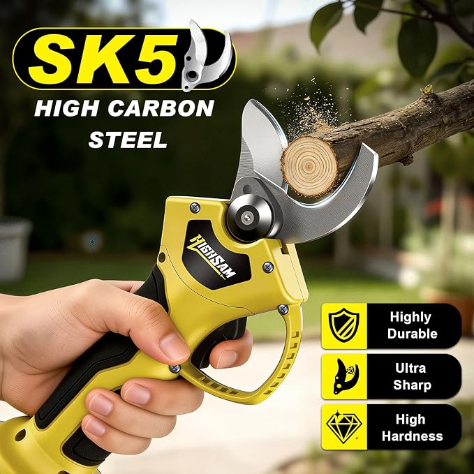 2 IN 1 Electric Pruning Shears Cordless with Pole, 1400W Brushless Motor Pruner,13.5Ft Reach, 1.6" Cutting Diameter, 0-180°VertticalRotation, 2×2.0Ah Battery for Gardening & Tree Trimming