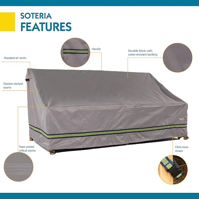 DUCKCOVERS® Soteria Water-Resistant 93 Inch Patio Sofa Cover, Patio Bench Cover