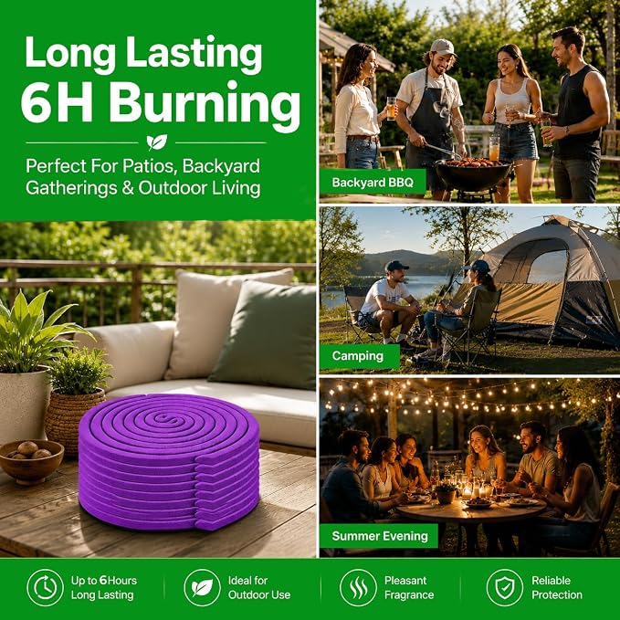 Extra Strong Mosquito Repellent Coils, 28 Pack Large Outdoor Coils for Patios, DEET Free, Long Lasting 7 to 8 Hours Burning Time, Effective Outdoor Insect Bug Control for BBQ Camping and Backyard
