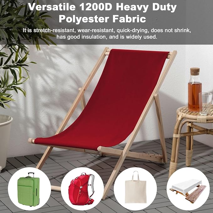 Thickened Waterproof Canvas Fabric by The Yard 1200D 58" W Outdoor Upholstery Material Heavy Duty Fabric Water Resistant Sewing Material for Chair Patio Cushion Purse Bag 5 Yard Red