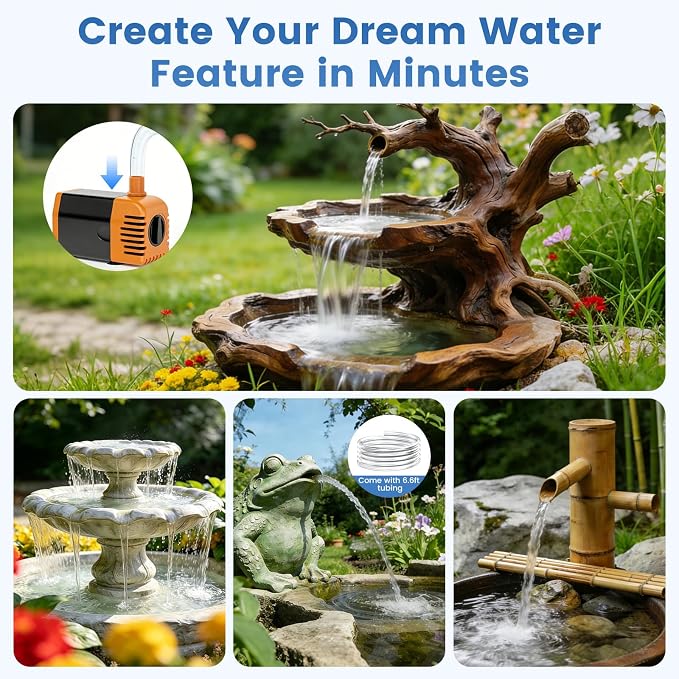 NFESOLAR 30W Solar Fountain Pump, 280GPH Solar Pond Pump with Foldable Solar Panel, Adjustable Flow Solar Water Pump with 6.6FT PVC Tubing for Outdoor Pond, Garden, Waterfall, Hydroponic, Pool