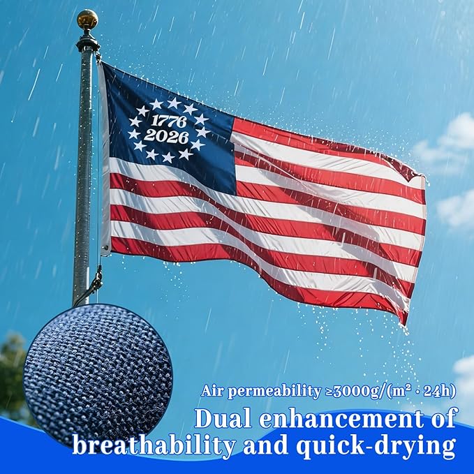 1776-2026 American Flag 3x5 FT for Outside Outdoor Heavy Duty, Anniversary USA Flag with Embroidered Stars,Sewn Stripes and 4-Row Stitching,All-Weather Durable Tear-Resistant UV-Resistant Indestructible Weatherproof Windproof High-Wind US National Flag...