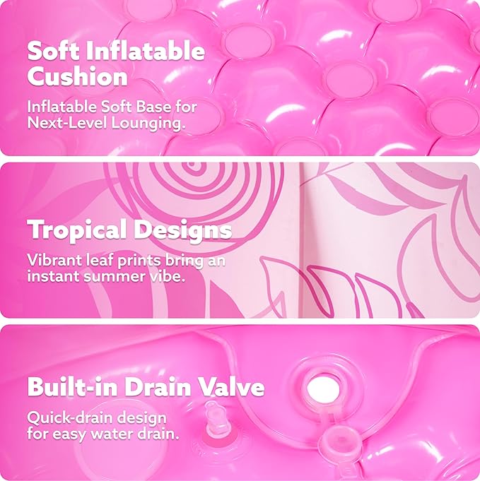 SLOOSH Inflatable Swimming Pool,5.5ft x 20 Inch Full-Sized Blow Up Durable Thickened Luxury Above Ground Family Pool with Comfortable Backrest for Summer Water Party Backyard Garden Lawn,Pink