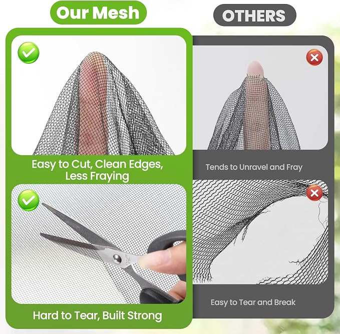 Jevrench Durable Garden Netting, 10 x 15 FT Fine Mesh PP Bird Netting and Mosquito Net for Patio, Plants, Vegetables, Fruit Trees, Porches and Balconies