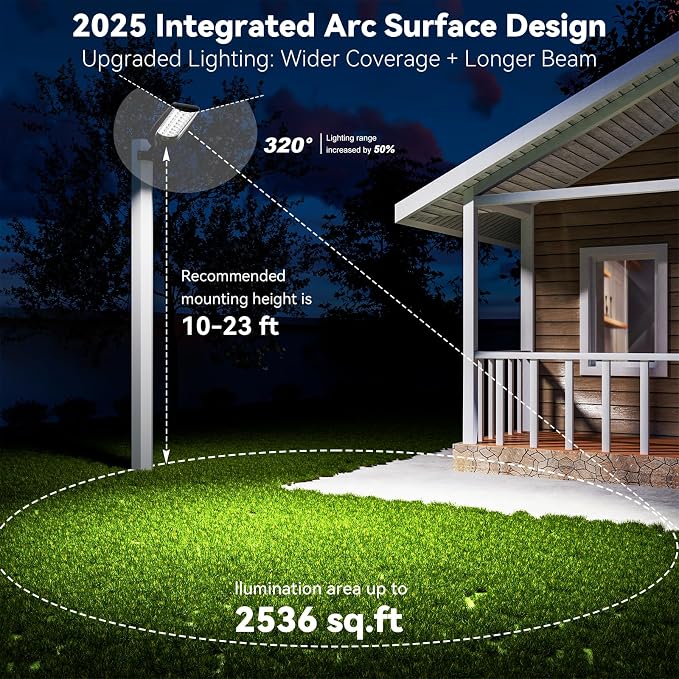 MMKT Solar Lights Outdoor Waterproof, 12000W 3 Colors Solar Street Light Heavy Duty, Solar Patio Lamp, Dusk to Dawn Security Flood Lights with Motion Sensor for Pathway,Garden,Garage 2Pack