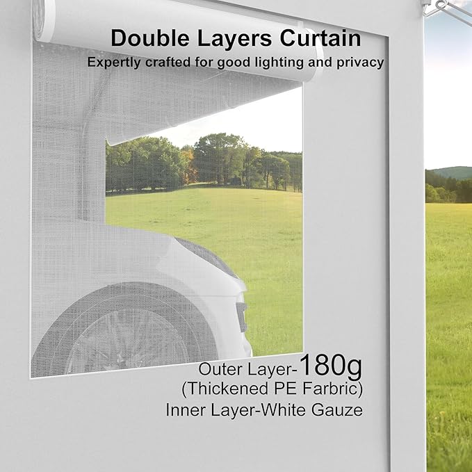 12x20Ft Heavy-Duty Carport, Portable Garage Tent with 2 Roll-Up Doors & 4 Windows, Waterproof & UV-Resistant, All Weather Outdoor Car Port for Pickups, Bass Boats, Tractors, and SUVs, White