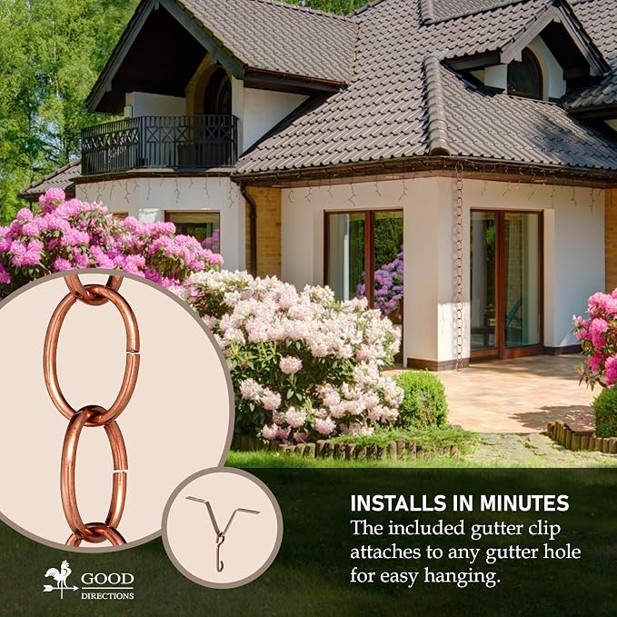 Good Directions 485P-8 Chain Link Rain Chain 8-1/2 Feet Long, 12 Large Figures, 100% Pure Copper