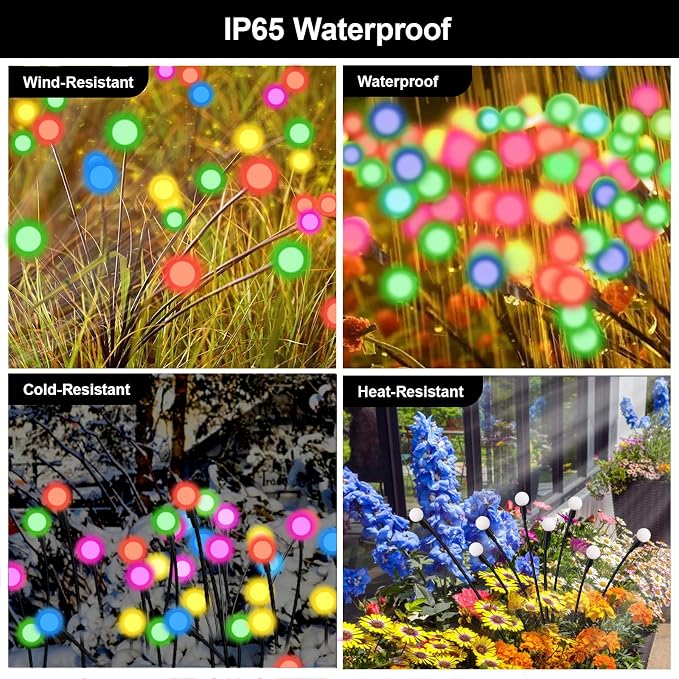 Solar Firefly Lights Multicolor, 2 Pack 800mAh Swaying Firefly Garden Lights Solar Powered Outdoor Waterproof Color Changing for Outside Yard Patio Lawn Pathway Walkway Stake Christmas Decor
