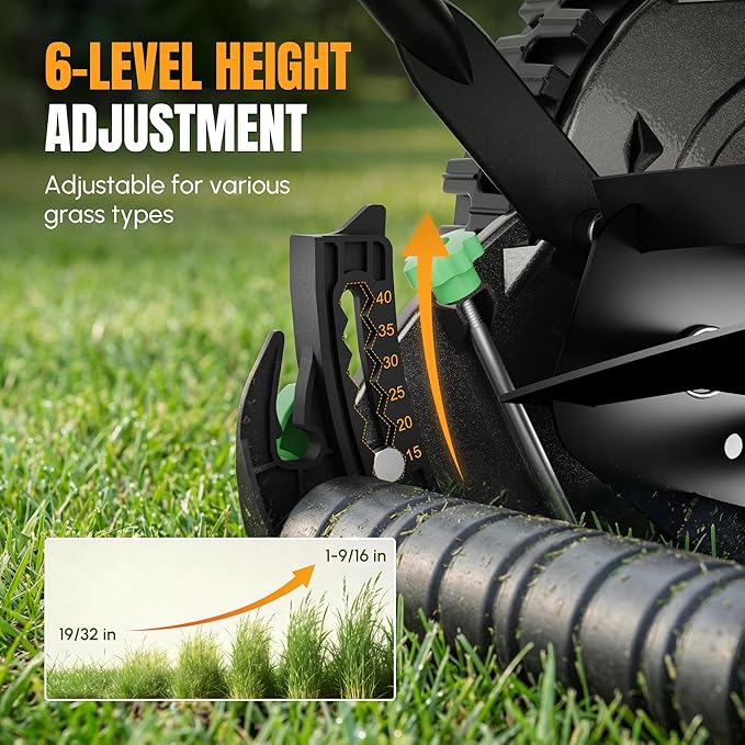 WORKPROX 16-Inch Push Reel Lawn Mower, Adjustable Height 5-Blade Reel Mower with Removable 8-Gallon Grass Catcher for Yards and Gardens, Black