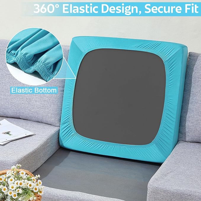 pickyNproud 12Pcs Patio Cushion Covers Stretch Outdoor Couch Cushions Slipcovers Replacement Washable Furniture Protector with Elastic Bottom Sofa Chair Seat Cover, Aqua Blue
