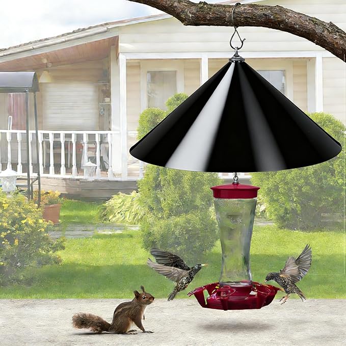 Squirrel Baffle for Bird Feeder Pole - 19 Inch for Protects Hanging Feeders (1 Pack, Black)