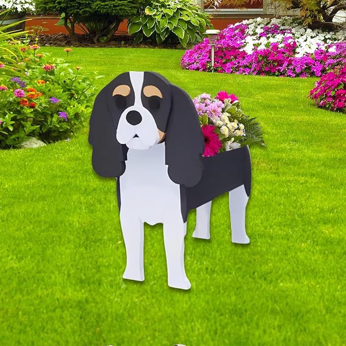 Cavalier King Charles Spaniel Dog Planter Plant Pots,Cute Dog Flower Planter,Gifts for Pet Lovers,Unique Animal Plant Pots,Office,Indoor Outdoor Garden Decor(9.45 * 8.66 * 13.39in)