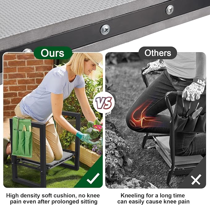 Garden Kneeler and Seat, Foldable Garden Stool 400lbs Heavy Duty Garden Tools Protects Knees and Back, Women and Men Seniors Gardener,Large 19.7"x10"x18.5"