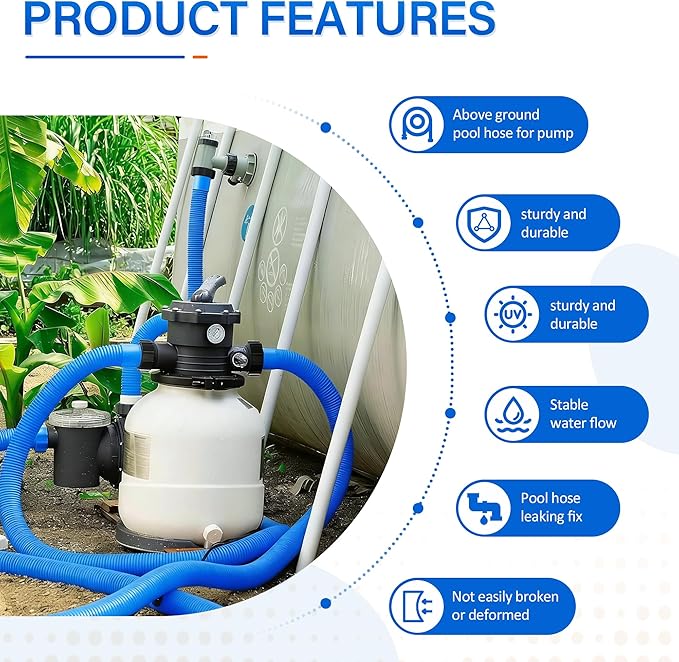 1.5" Pool Pump Hose for 29060E Intex Pumps, Saltwater Systems, and Sand Filters,59" Long Replacement Hoses fit for Intex & Coleman Above Ground Pools Parts (2 Pack)