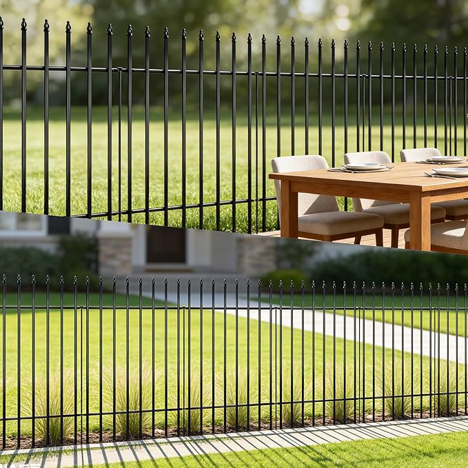 Thealyn Metal Decorative Garden Fence 42" H x 30" W (5 Panels, Total Length 12.5 feet), Metal Border Folding Fence, Landscape Fencing Dog Fence Pet Fence for Flower Bed, Yard, Animal Barrier