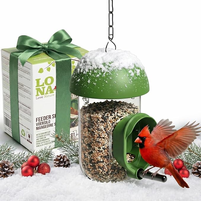 LONA Bird Feeders for Outdoors, Tube Feeder Weatherproof with Multiple Hanging Methods, Wild Bird Feeding Silo for Outside, 1 Port