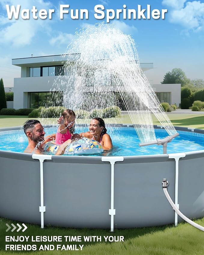 Pool Fountain for Above and In-Ground Pools - Adjustable Heigh & Dual-Sprayer Waterfall Sprinkler for Pool, Swimming Pool Spa Decoration Water Fountain, Pool Aerator Accessorie for Fun Cooling Relax