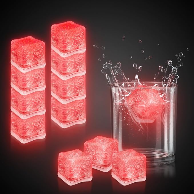 Windy City Novelties 12 pack LED Ice Cubes with Changing Lights (Red)