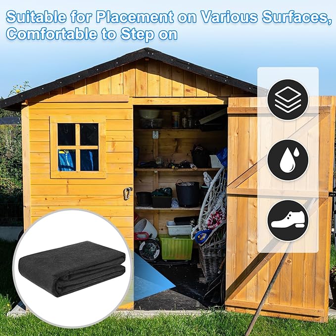 M METERXITY 3 mm Thickened Outdoor Storage Shed Mat, 2.6x18 ft Waterproof Shed Flooring Mat for Patio Furniture Floor Protecting from Wear/Liquid/Dust/Oil, Non-Slip Felt Rubber Rug Pad [Grey]