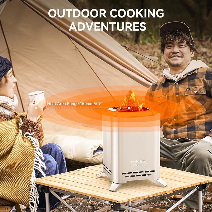 2-in-1 Smokeless Fire Pit with Pot Bracket & Carry Bag, Portable Camping Stove Tabletop Fireplace for Patio Backyard RV Tailgating, Sliver 9", FP052