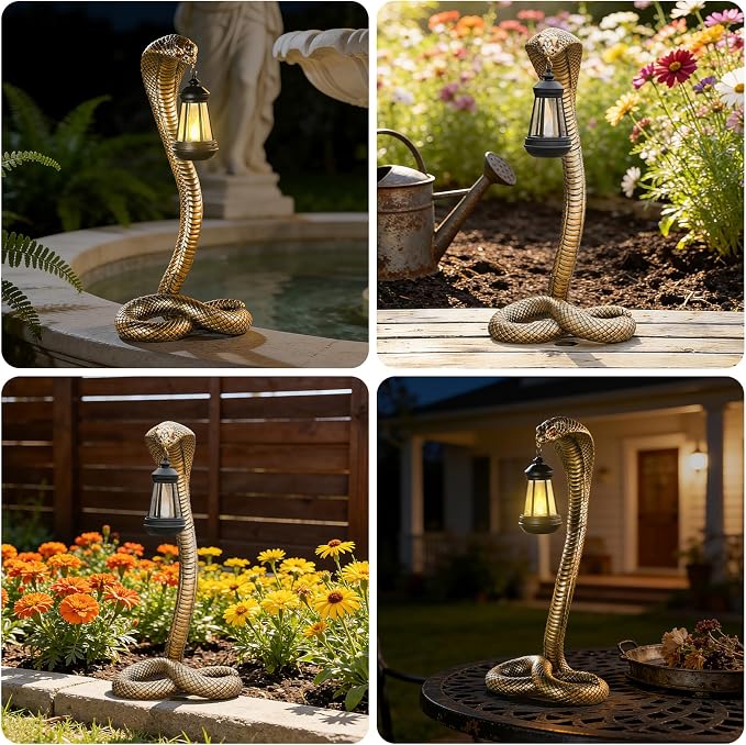Halloween Decor Solar Snake Garden Statue,19.89'' Snake for Yard Lawn Garden Patio Scary Halloween Decorations,Indoor Haunted House Prop and Home Party Decor