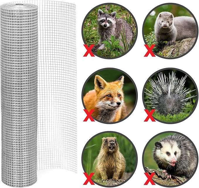 36" x 100' Hardware Cloth 1/4 inch Mesh 23 Gauge-Hot Dip Galvanized After Welding-Chicken Wire Fence Wire Mesh Roll Welded Wire Fencing mesh Wire Cloth Galvanized Wire Mesh Roll Gopher Barrier