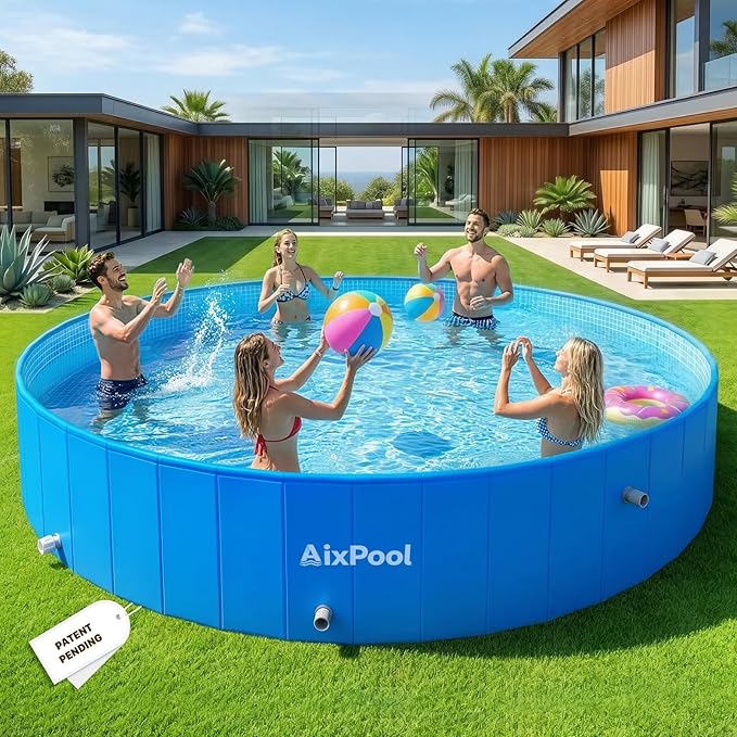 2026 Large Foldable Pool,Non-Inflatable Pool for Adult,Foldable Swimming Pool,Plastic Kiddie Portable Pool,Collapsible Kid Pool for Backyard,Oversized Easy Setup Family Pool for Adult,7.5FT