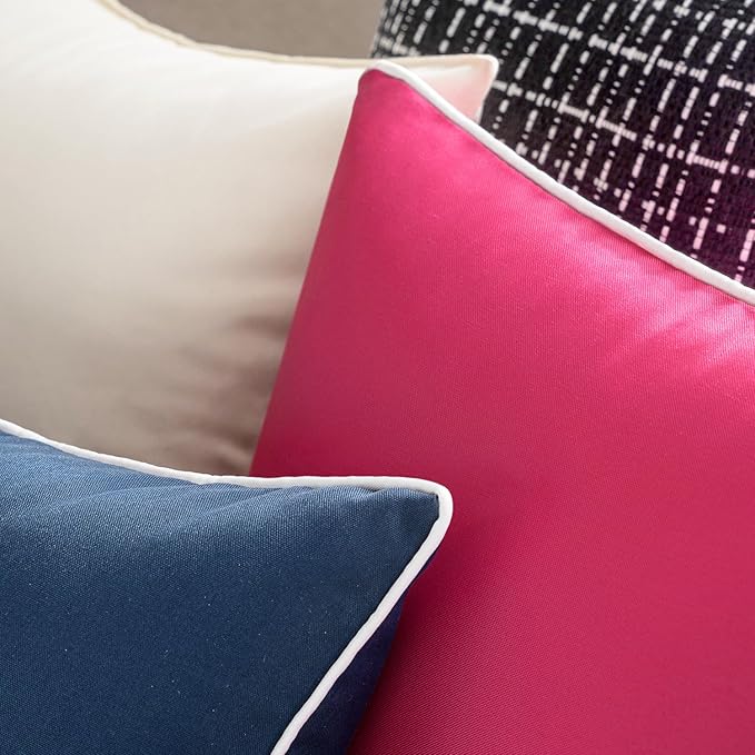 MIULEE Pack of 2 Outdoor Waterproof Pillow Covers Decorative Farmhouse Throw Pillow Covers Square Solid Color Couch Cushion Covers for Patio Tent Bed Sofa Living Room 24x24 Inch Navy Blue