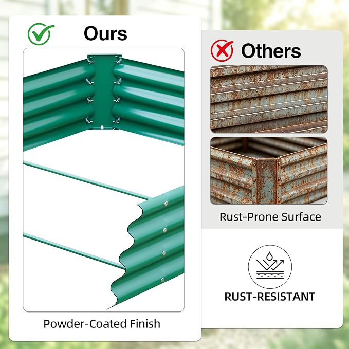6x3x1ft(2 Pack) Galvanized Raised Garden Bed,Outdoor Planter Box Metal Patio Kit Planting Bed for Vegetables,Flowers, Green