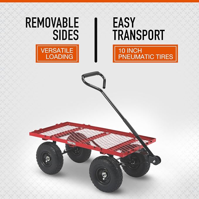 Ironton Steel Garden Cart - 400-Lb. Capacity, 38in.L x 18 1/2in.W x 21in.H