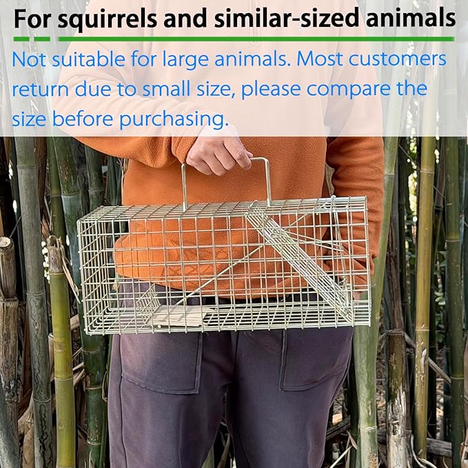 Humane Squirrel Trap Heavy Duty Live Animal Cage Trap (Not for Large Animals)