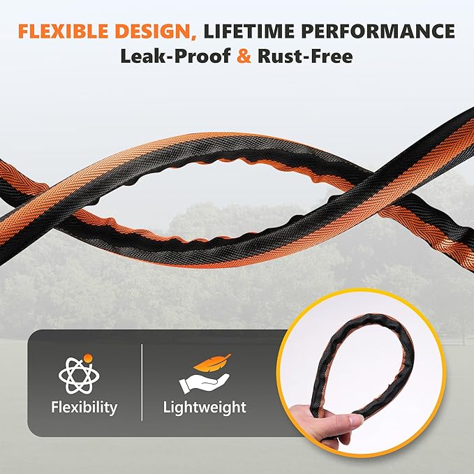 Garden Hose 50FT 600 PSI High Pressure, Flexible TPE Water Hose Kink-Free & Lightweight, with Abrasion-Resistant Cover for Car Washing, Watering Lawn, Outdoor Use