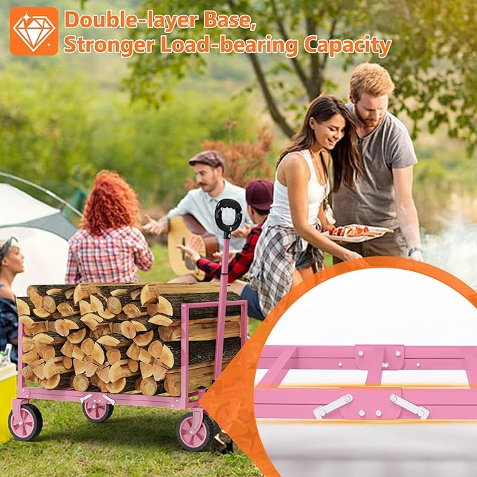 YACONA 3 in 1 Wagons Carts Foldable, 360LBS Lightweight Wagon with All Terrain Wheels, Collapsible Wagon Cart for Grocery, Camping, Beach, Garden & Sports