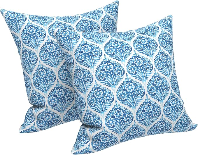 LVTXIII Outdoor Pillow Covers 20x20 Inch, 2 Pack Large Square Throw Pillow Cases, Fade-Resistant Cushion Covers for Patio Furniture Sofa, Garden Porch, Celadon Geometric