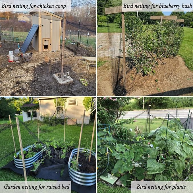 Junflying Bird Netting, 20x30 FT – 1/2" Mesh, Woven Garden Netting Against Birds, Deer, Rabbits, Small Animals, Mesh Net Roof Cover for Bed, Vegetables, Fruit Tree, Blueberry Bush & Strawberry Plant