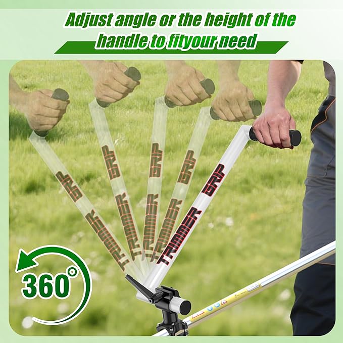 Upgraded Ergonomic Trimmer Grip, String Trimmer Handle, with Trimmer Shoulder Harness, Weed Eater Handle Extension for Trimming, Weedeater Handle Grip for String Trimmer, Lawn Care