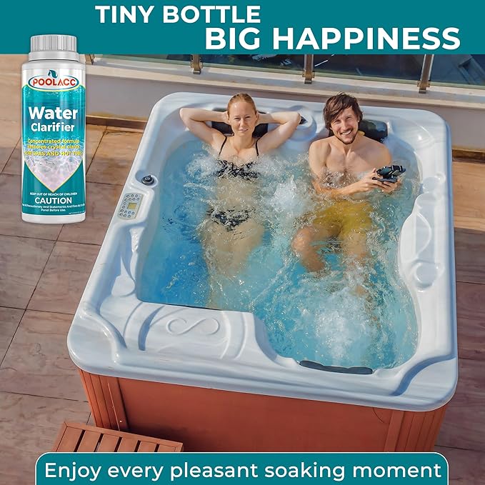 POOLACC Spa Clarifier Hot Tub - Clears Cloudy Water, Improves Filter Efficiency, Keeps Your Spa Balanced - Highly Concentrated Spa Hot Tub Chemical Water Clarifier, Fit All Spas & Hot Tubs - 16 Oz