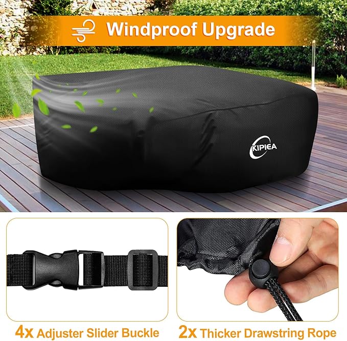 Kipiea Patio Furniture Covers Waterproof Winter, Heavy-Duty 420D Outdoor Patio Furniture Set Covers, No Tears Anti UV No Fading (78" L x 58" W x 28" H)