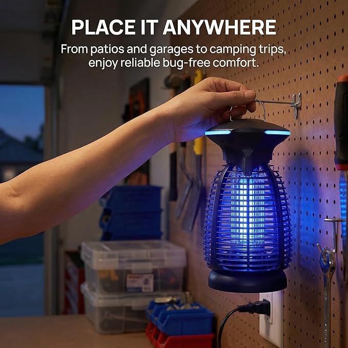 Electric Bug Zapper Outdoor - 4200V High Voltage Insect Killer Waterproof LED Light for Mosquito Fly Patio Porch Garage Backyard Home Indoor